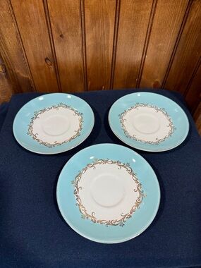 Vintage Lifetime China Gold Crown Saucers - set of 3